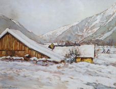 § Georges Pierre Guinegault (French, 1893-1982)Etude au ChamonixWatercolour on cardSigned48 x 62cm.