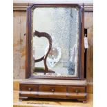 An early 18th century walnut toilet mirror, W.42cm H.63cm