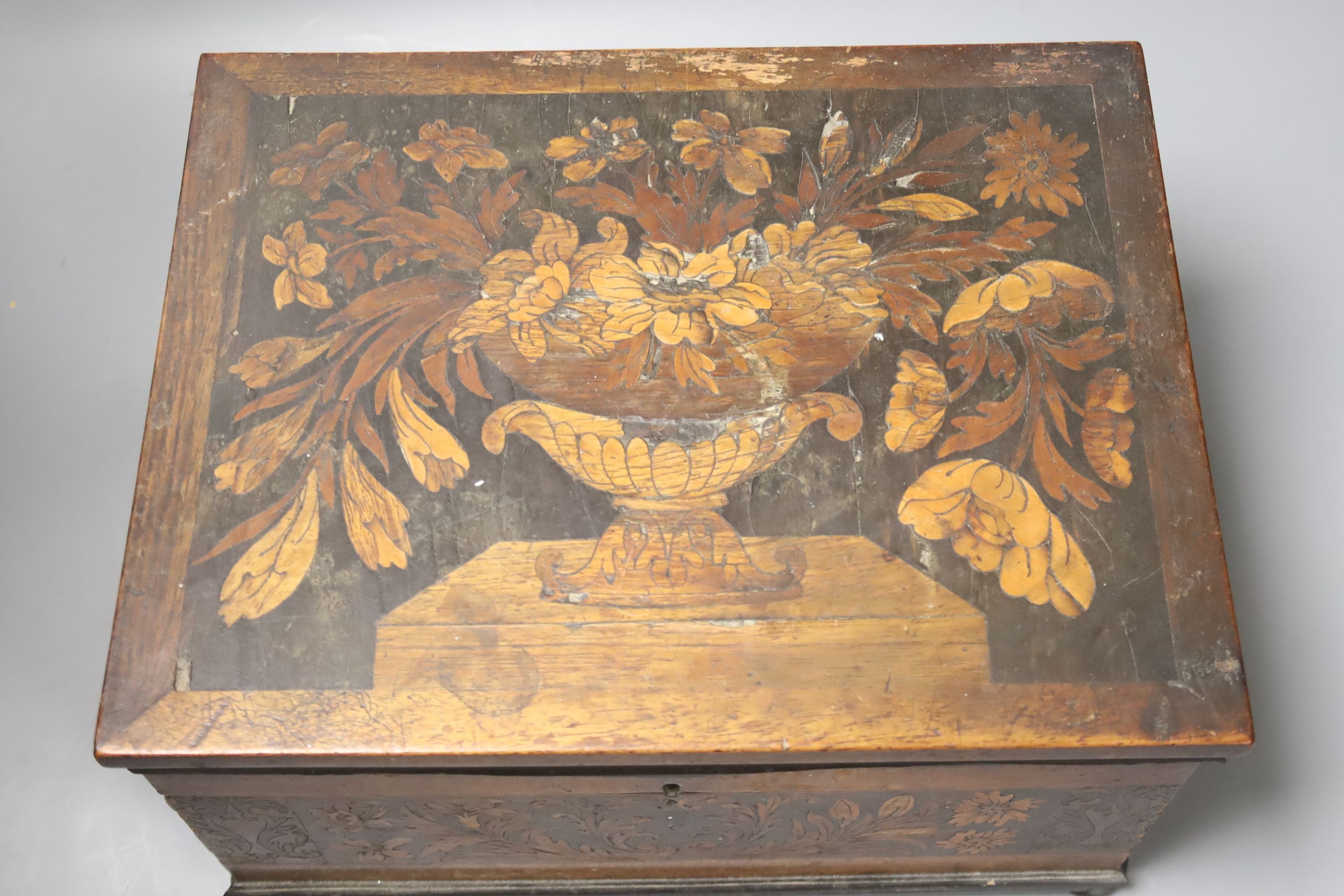 An unusual George IV ebony and marquetry inlaid tea caddy, 32cm - Image 2 of 4