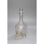 A 19th century etched glass decanter with stopper, height 30cm