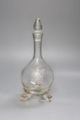 A 19th century etched glass decanter with stopper, height 30cm