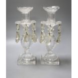A pair of cut glass lustres, circa 1800