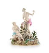 A Meissen group ‘The Capture of the Tritons, 19th century, modelled by Kandler,underglaze blue