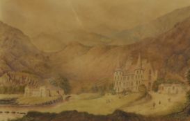 19th Century Swiss School, set of four watercolours, topographical views, 35 x 49cm.