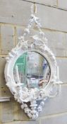 A Victorian later white painted wood and gesso girandole wall mirror, width 40cm, height 81cm