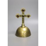 An Ecclesiastical brass and paste cross, height 24cm