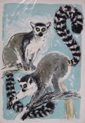 David Koster (1926-2014), four unframed limited edition prints; monkeys, Fennec Foxes, Ringtail