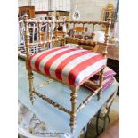 A late Victorian giltwood bobbin turned corner chair