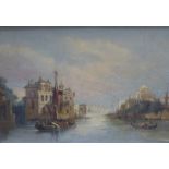 19th century, oil on board, Venetian estuary scene, 31 x 21cm