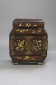 A Japanese lacquered brass bound table top cabinet, height 28cm