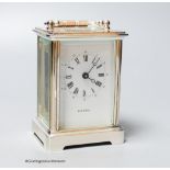 A Whitehill silvered brass four glass carriage timepiece, height 12cm