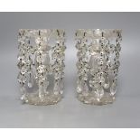 A pair of Victorian glass lustres, height 17cm