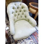 A Victorian walnut button back chair, on cabriole legs