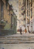 Mario Ferdelba (1897-1971), oil on canvas, Italian Street, signed, 70 x 50cm.