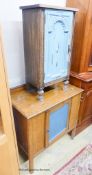 A small part painted oak bedside cabinet, width 43cm, height 78cm together with a part painted oak