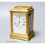 A large French brass repeating carriage clock, retailed by W. Thornhill & Company, 144 & 145 New