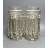 A pair of cut glass lustres, circa 1900, height 36cm