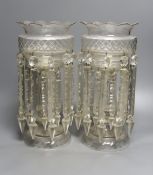 A pair of cut glass lustres, circa 1900, height 36cm