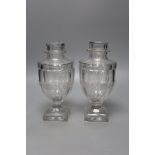 A pair of unusual 19th century cut glass sweetmeat vases and covers, height 23cm