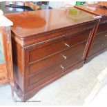 A reproduction French style mahogany four drawer chest, width 118cm, depth 51cm, height 83cm