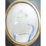 A 19th century portrait miniature of a girl, inscribed verso 'Great Grandmother Machim'