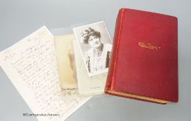 Ellen Terry, actress; signed photograph 'In remembrance of Tony, 1904', two postcards, 'The Story