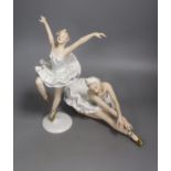 Two Wallendorf porcelain ballerinas, tallest 26cm