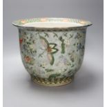 A 20th century Chinese pale blue ground jardiniere, painted with flowers and insects, height 24cm