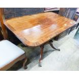 A small Regency banded mahogany rectangular tilt top breakfast table, length 120cm, depth 74cm,