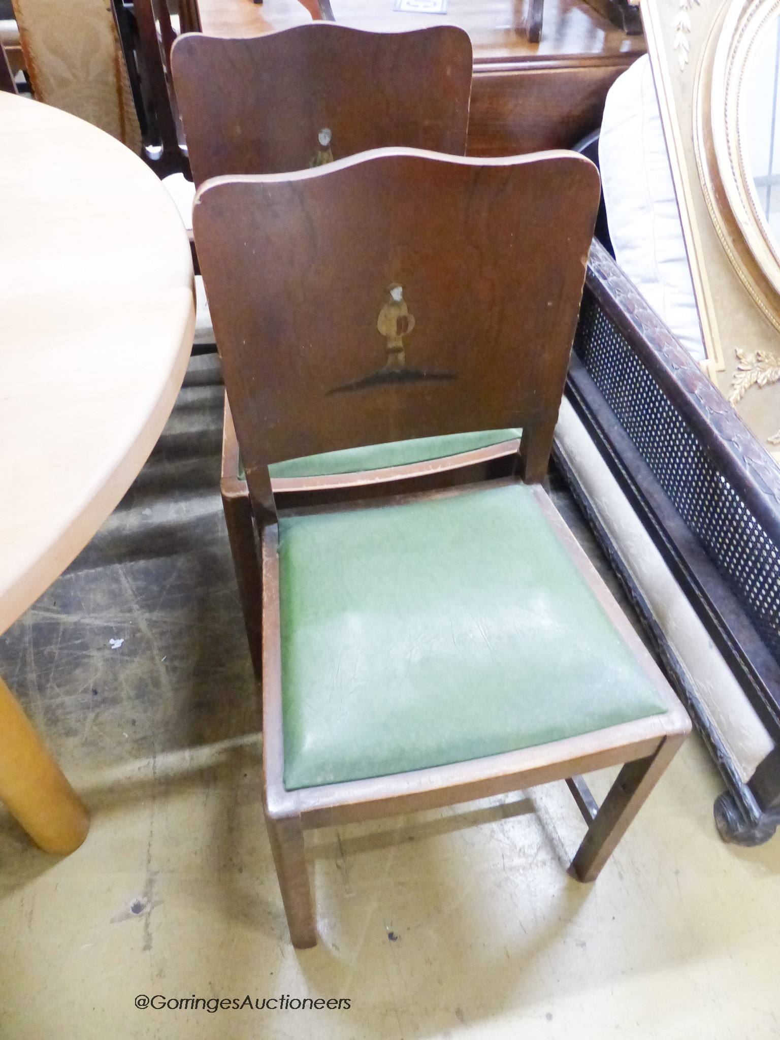 A set of four 1920's chinoiserie lacquer dining chairs - Image 2 of 2