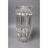 A tall 19th century clear cut table lustre, 35cm