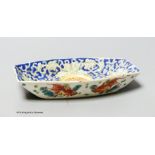 A Chinese blue ground tea boat, 15cm