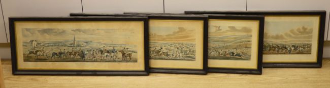 After Henry Alken, a set of four aquatints, The Leicestershire Covers, overall 29 x 77cm.