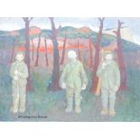 Gerald, R Jarman (1930-2014) unframed oil on canvas, Three soldiers, 142 x 106cm