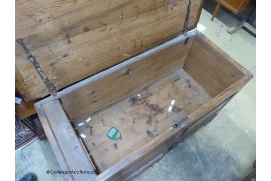 An 18th century pine mule chest, L.117cm D.49cm H.68cm - Image 2 of 3