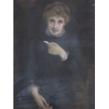 English School c.1900, pastel, Half length portrait of a lady, 77 x 59cm