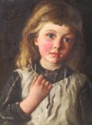 Julia M. Levy, oil on board, Portrait of a girl, signed, 44 x 34cm.