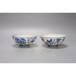 Two Chinese blue and white bowls, diameter 12cm