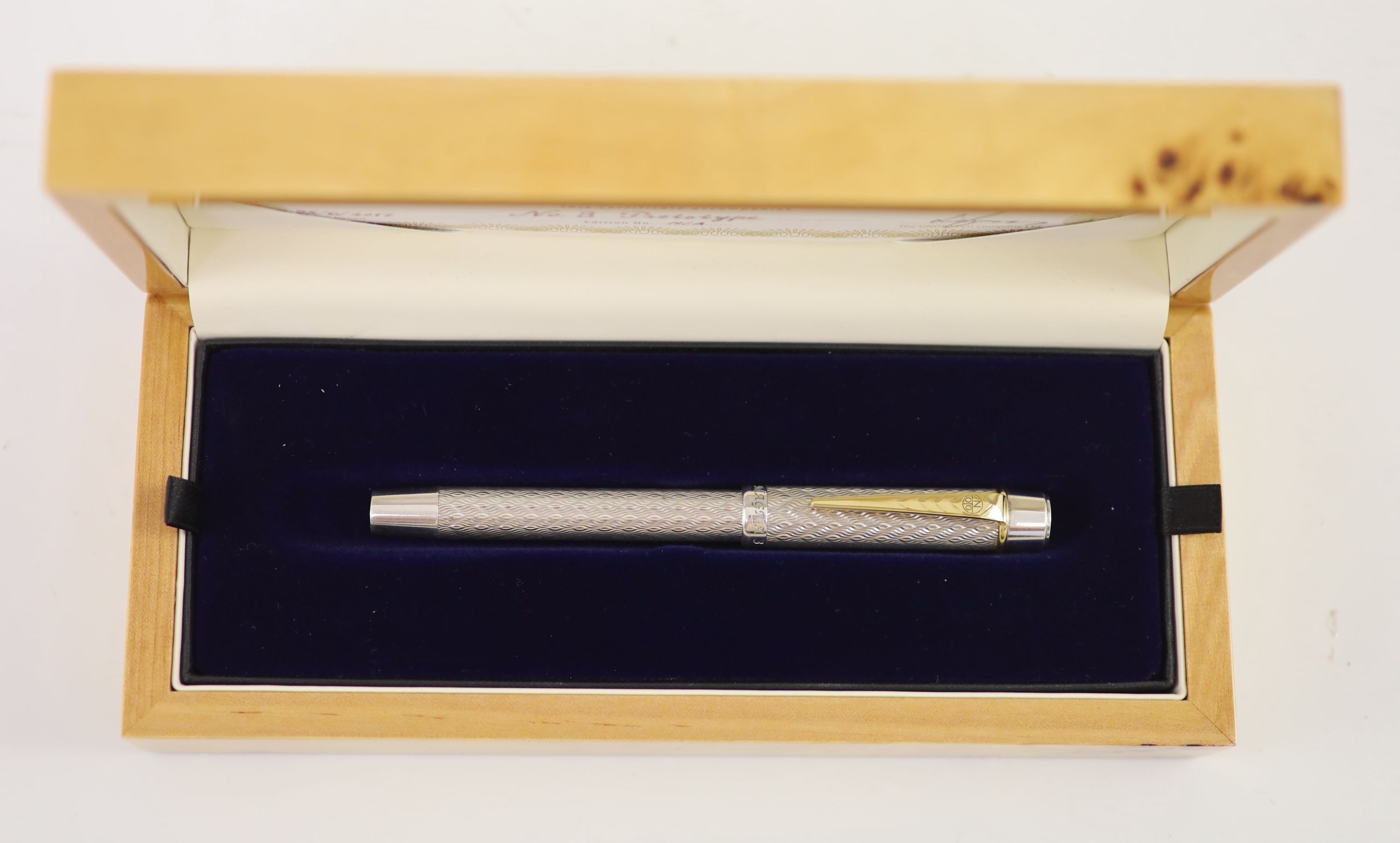 Onoto No.3 Prototype fountain pen, boxed with Onoto certificate, white metal casing - Image 4 of 6