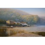 Graham Petley (b.1944)‘Low tide, Lerryn, Cornwall’Oil on canvassigned50 x 75cm.