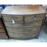 A 19th century mahogany bow-fronted chest of drawers, width 91cm, depth 54cm, height 91cm