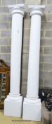 A pair of painted mahogany Doric columns, H.278cm