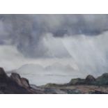 Henry Wilson, watercolour, Stormy coastal view, signed, 25 x 32cm
