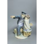 A Nao figure group of a sailor and a boy, height 30cm