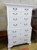 A George III painted mahogany chest on chest, W.104cm D.55cm H.178cm