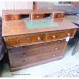 A 19th century French mahogany writing chest. W-98cm, D-56cm, H-82cm.