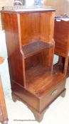 A small George III style mahogany open bookcase, with stepped base. W-46, D-41, H-101cm.