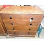 A Victorian scumbled pine chest of drawers, W-105, D-53, H-103cm.