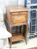 A late 19th century French walnut bedside cupboard, W.42cm D.40cm H.83cm