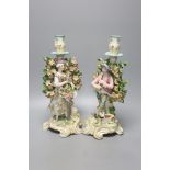 A pair of Derby style candlestick figures, height 27cm